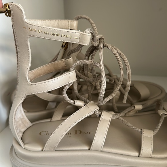 Christian Dior Abbesse Gladiator Sandals Corde Taupe Leather Size 39 EU / 9 US - Picture 3 of 4